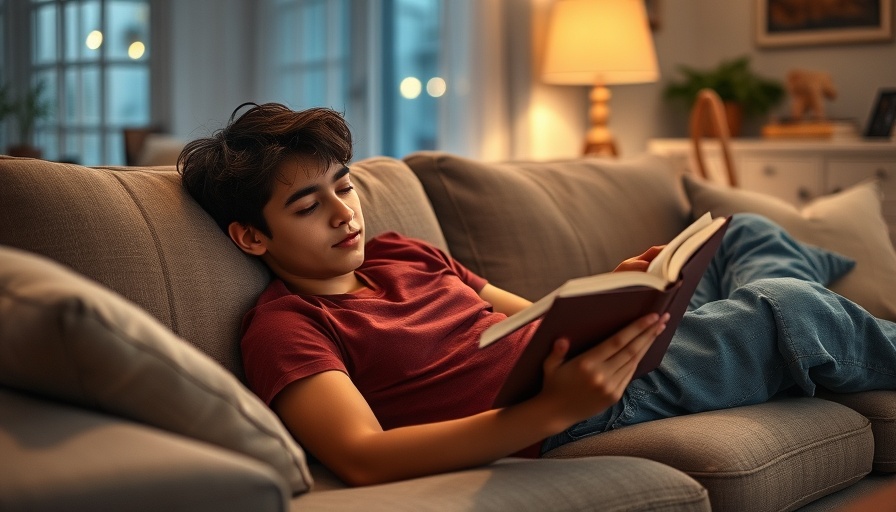 Person reading a book on a sofa, highlighting AI's impact on student engagement.