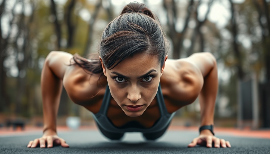 Athletic woman pushing up outdoors demonstrating classic strength moves after 40.