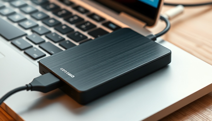 External SSD connected to laptop, data backup solutions for business owners.