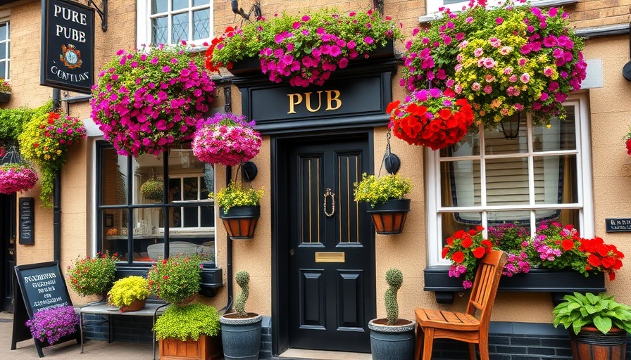 Charming pub façade showcasing gin variety theme