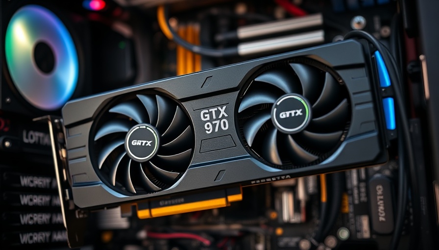 Close-up of GTX 970 graphics card, oldest GPU still usable.