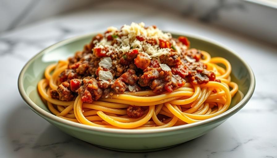 Appetizing ground turkey pasta recipe with rich sauce and cheese.