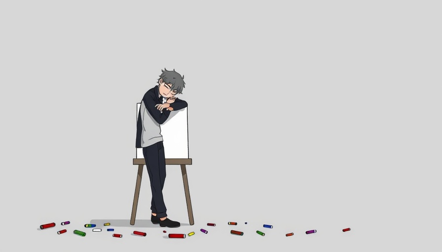 Illustration symbolizing decline of traditional brainstorming, showing a person leaning on a blank easel.