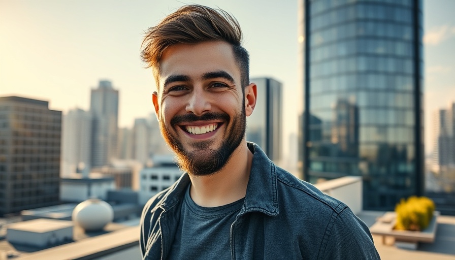 Young man smiling on rooftop with UK rental inflation trends.