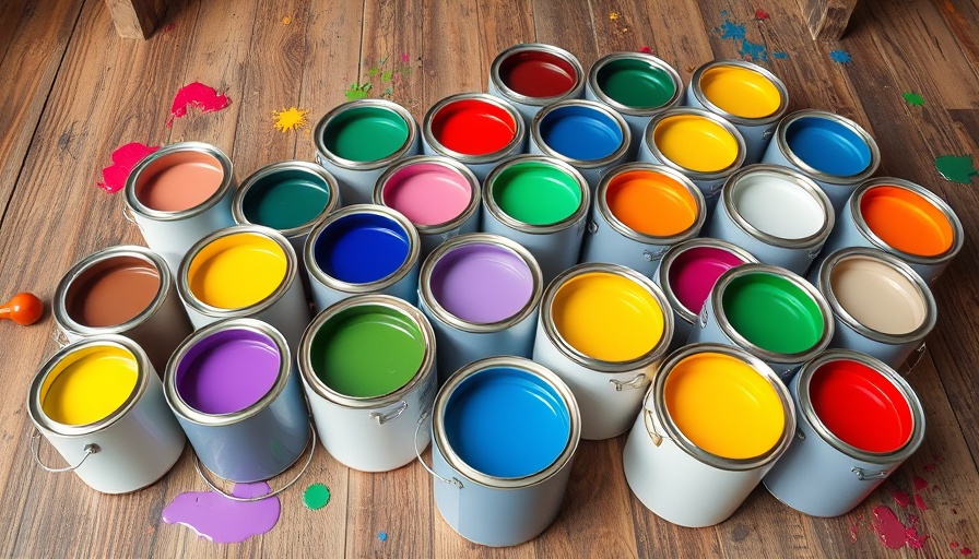 Colorful paint cans opened on wooden floor, illustrating biggest DIY mistake.