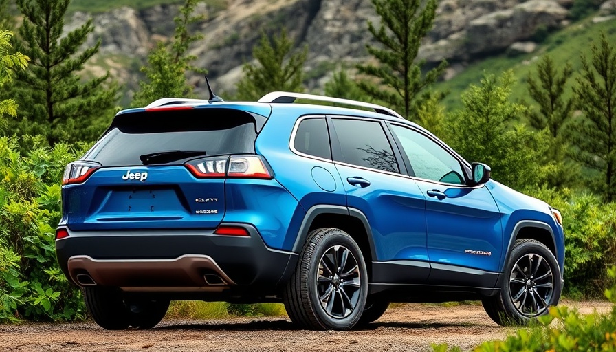 2026 Jeep Cherokee hybrid in outdoor setting with greenery.