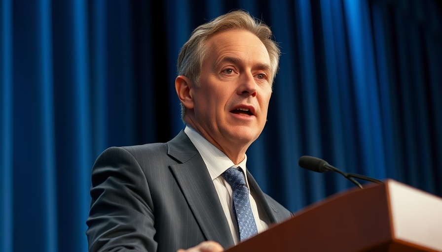 Confident man in suit speaking at formal event on aspiration fraud scheme.