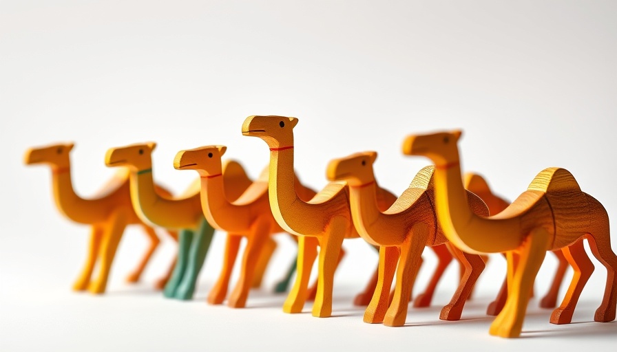 Colorful wooden camels for invest in camels concept.