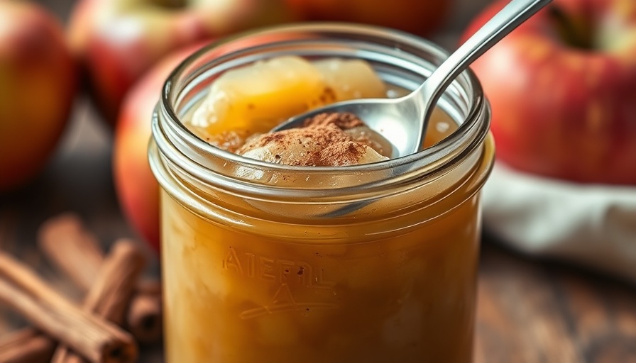 Delicious homemade applesauce with cinnamon in a jar.