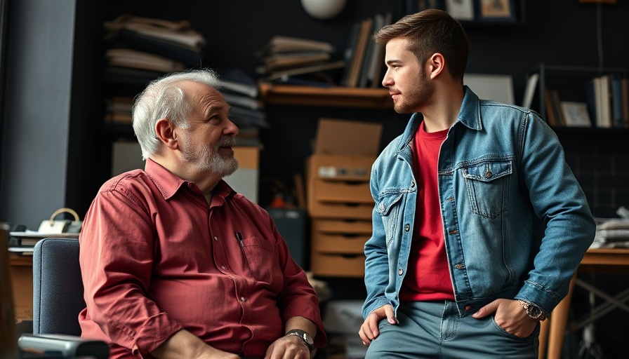 Strengthening Faith Through Family Connections: Two men in casual conversation indoors.