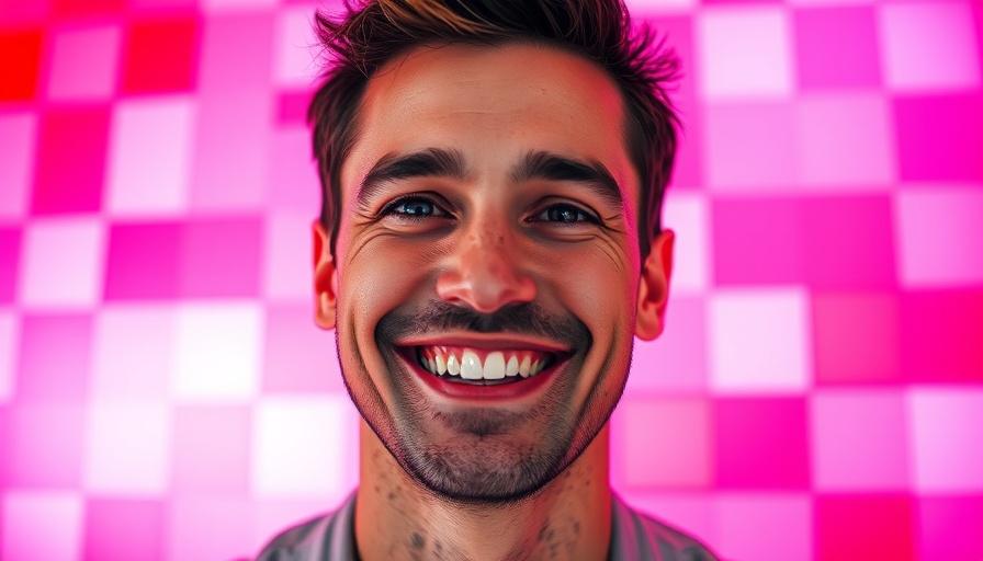 Smiling man on colorful background, turn a hobby into a business.