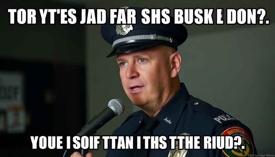 Amusing depiction of police officer with text overlay.