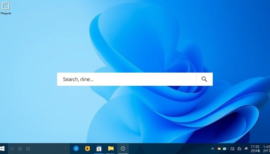 Windows 11 interface with search bar and blue background.