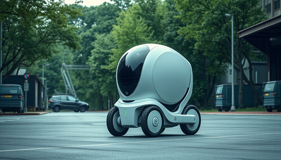 Robomart delivery robot navigating industrial area.