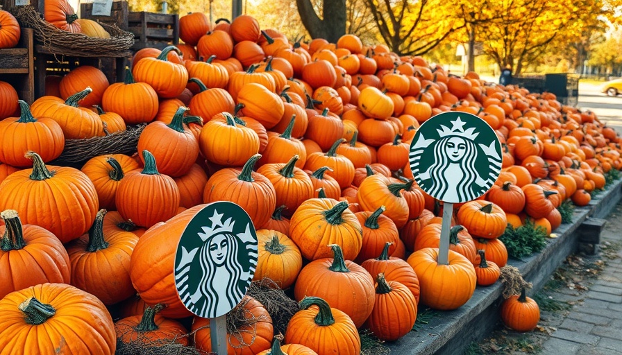 Starbucks sign and pumpkins symbolizing fall drinks 2023.