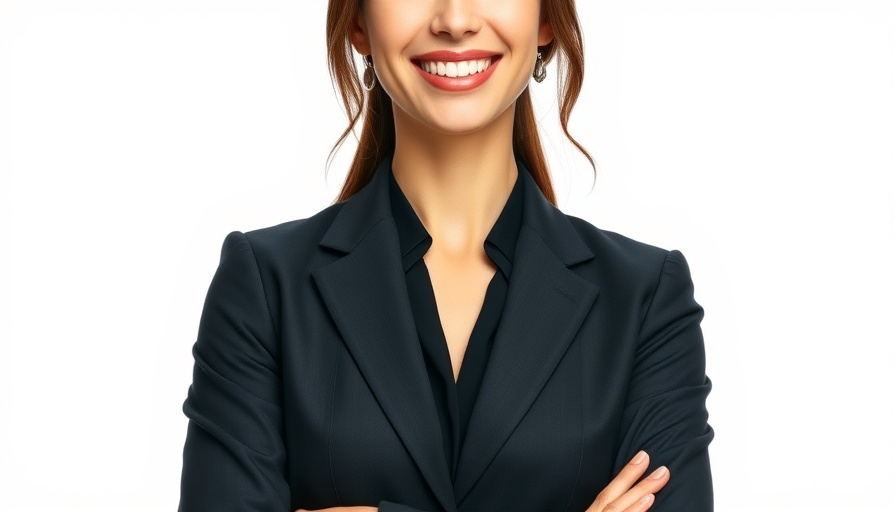 Professional woman smiling confidently in a business suit for bridging loans for holiday let purchases.
