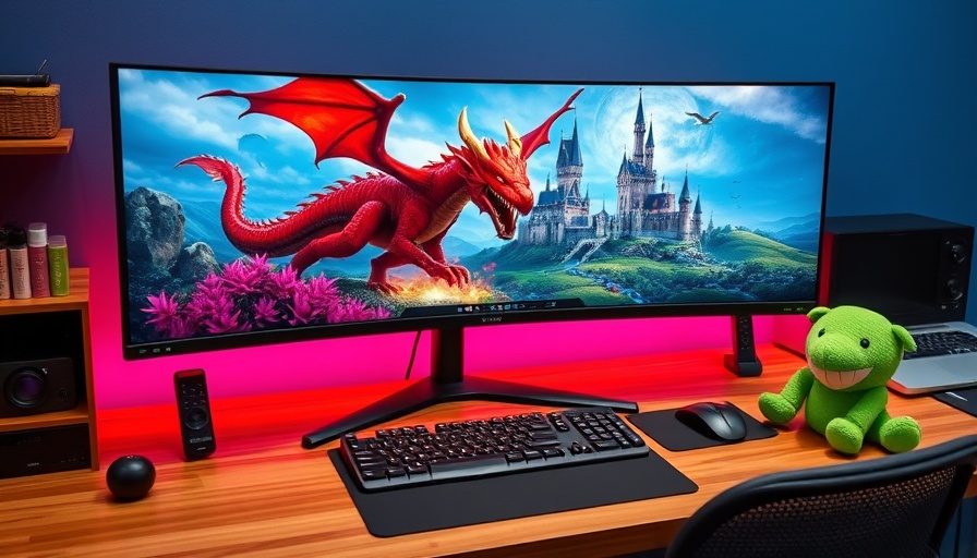 1440p ultrawide OLED gaming monitor displaying fantasy game scene.