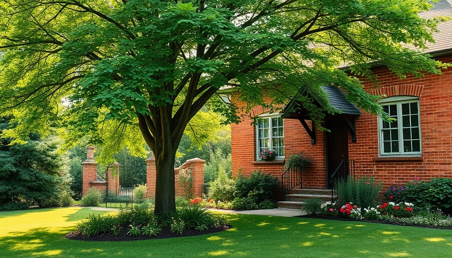 Lush tree enhancing a brick house garden, adding value to the home.