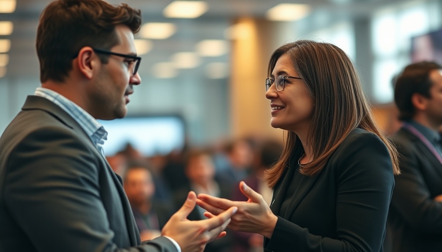 Professionals discussing at conference, related to MongoDB earnings report.