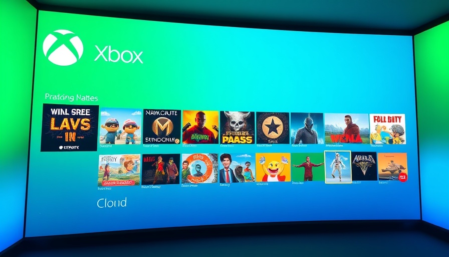 Xbox cloud gaming interface showcasing vibrant game icons.