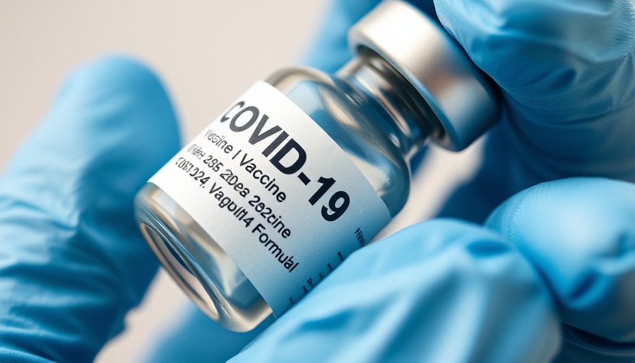 Close-up of COVID vaccine vial labeled COMIRNATY held by a gloved hand.