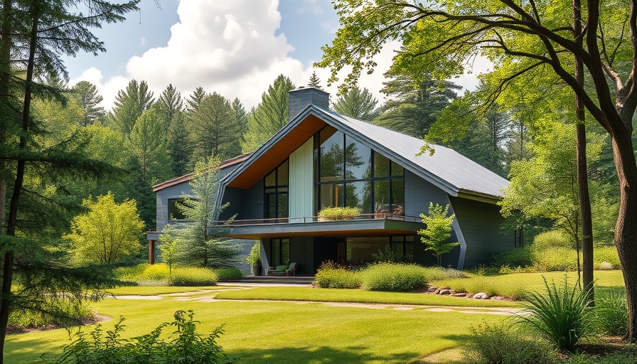 Energy efficient homes for sale in Scotland surrounded by lush greenery.
