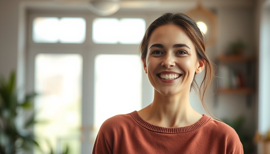 Happy woman in bright room demonstrating comfortable living.