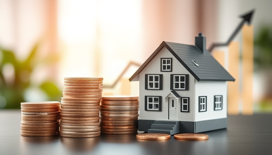 Stacks of coins and a model house with a rising graph in the background indicating taxing landlords on rental income.