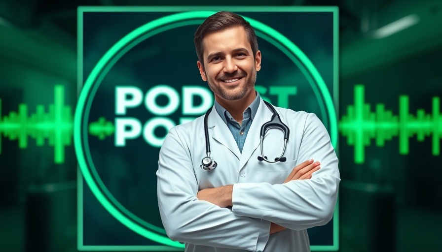 Confident healthcare professional on podcast cover about health benefits of saffron.
