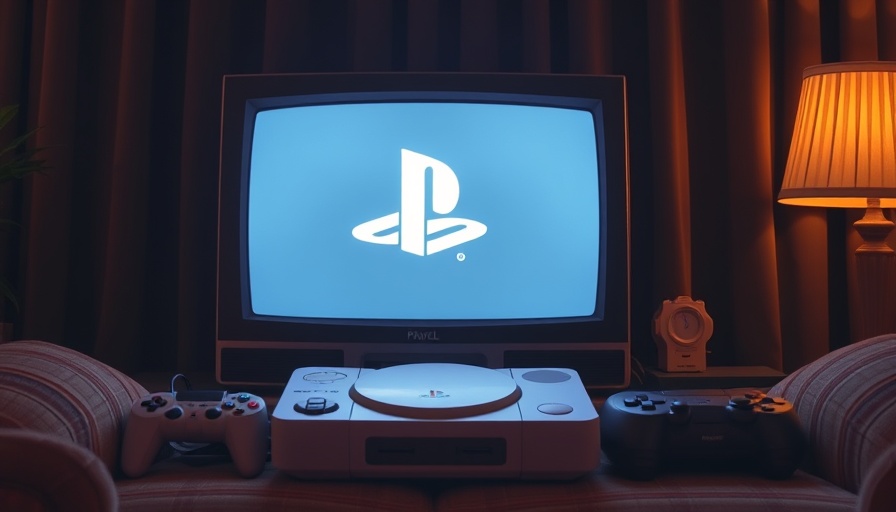 CRT monitor displaying PlayStation logo for retro gaming setup.