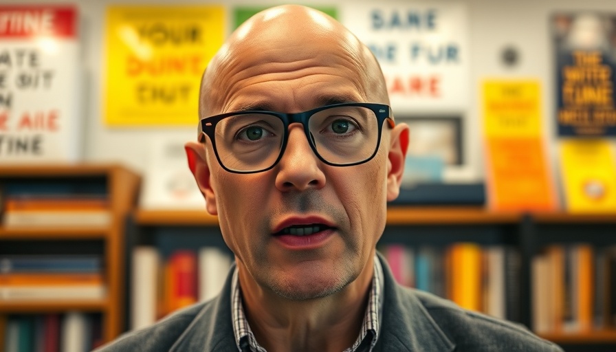 Man discussing student loan information in a book-filled room.