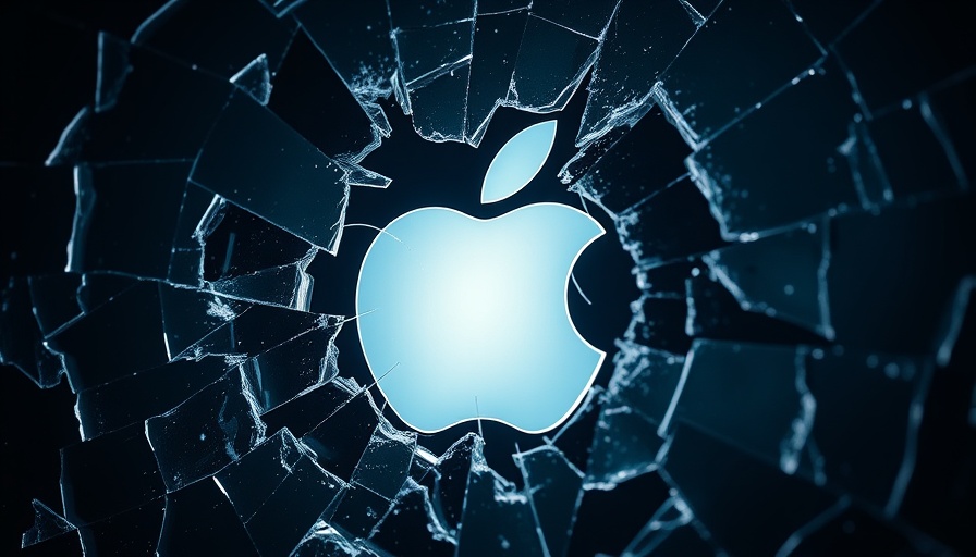 Cracked glass revealing Apple logo, symbolizing iPhone jailbreaking decline.