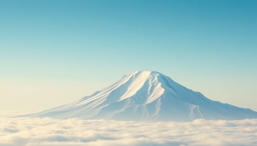 Tranquil snow-capped mountain beneath blue sky illustrating AI technology in disaster preparedness.