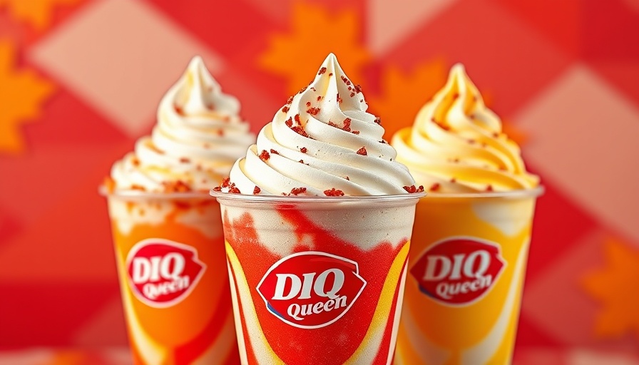 Dairy Queen fall menu Blizzards against a colorful background.