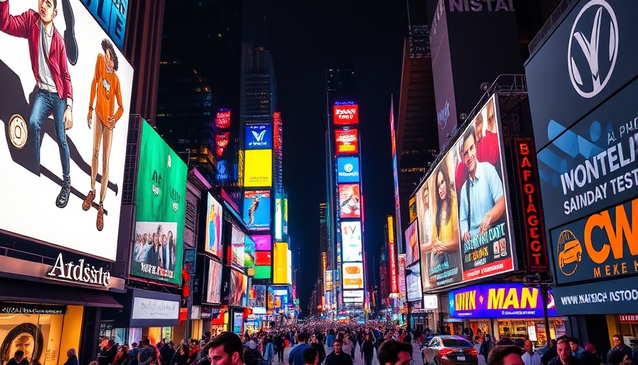 Times Square night view promoting Down Syndrome awareness campaign.