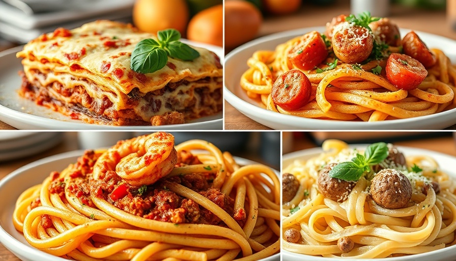 Savory high-protein fall recipes in a pasta dish collage.