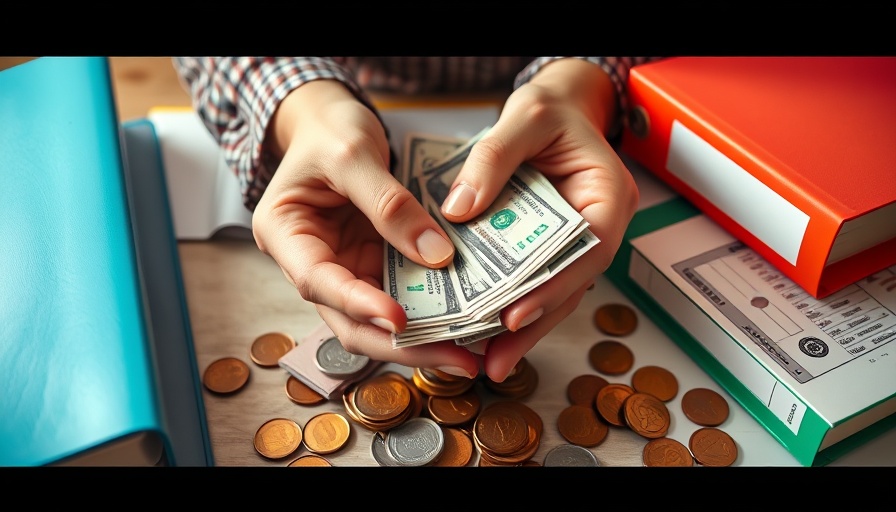 Close-up of hands organizing cash with budgeting binders, Budgeting Tips for Young Families.