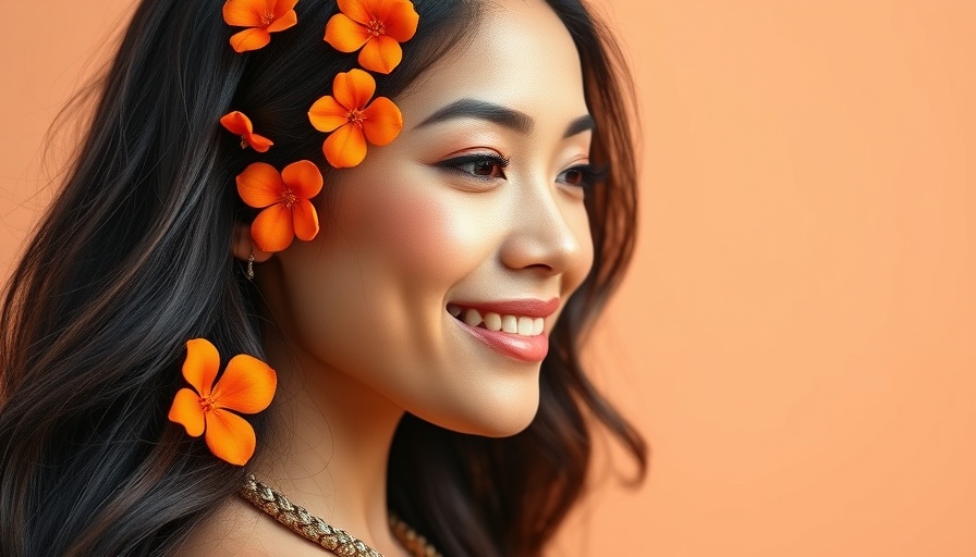 Smiling woman with stylish floral hair accessories, Thai poet Molly Thapviwat fundraiser