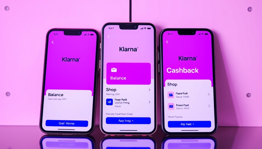 Klarna app interfaces highlighting balance and cashback features.
