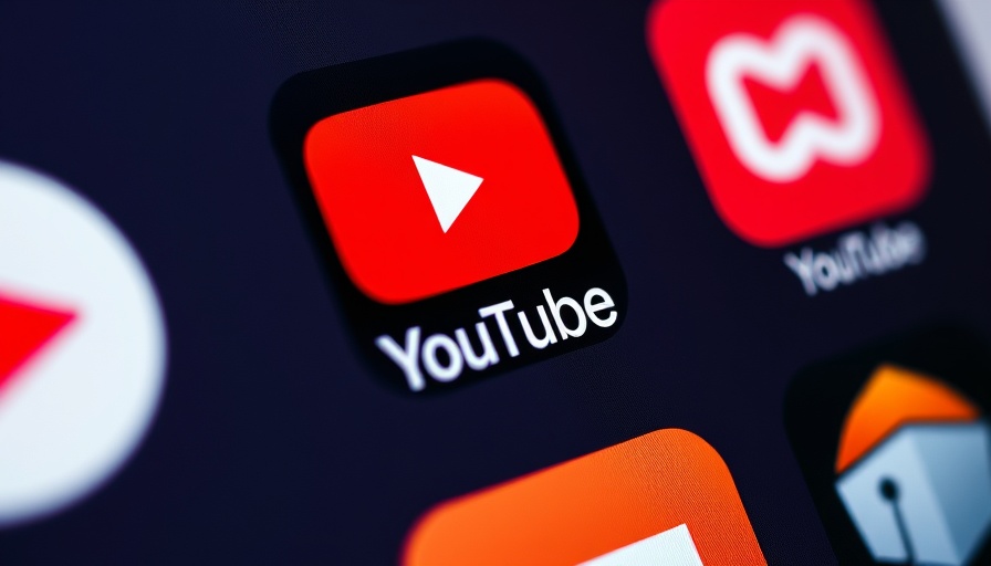 Close-up of YouTube app icon on smart TV interface.