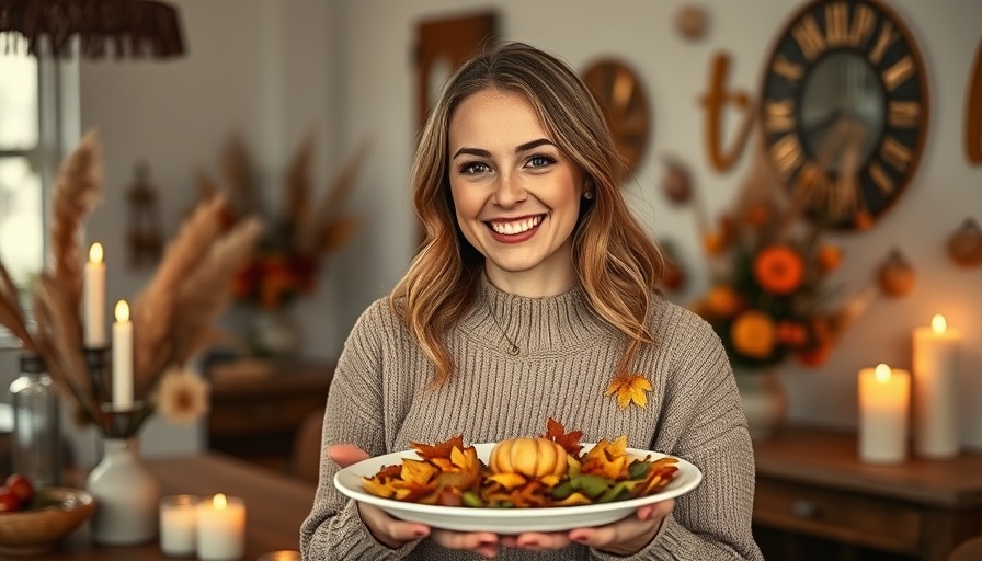 Stacey Solomon Autumn Home Collection: Smiling woman with autumn decor.