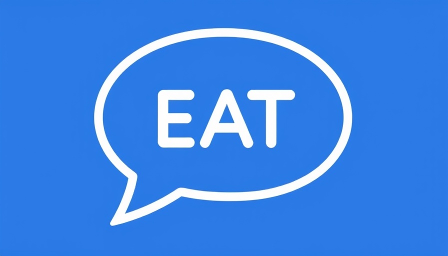 Minimalist EAT graphic on blue background.