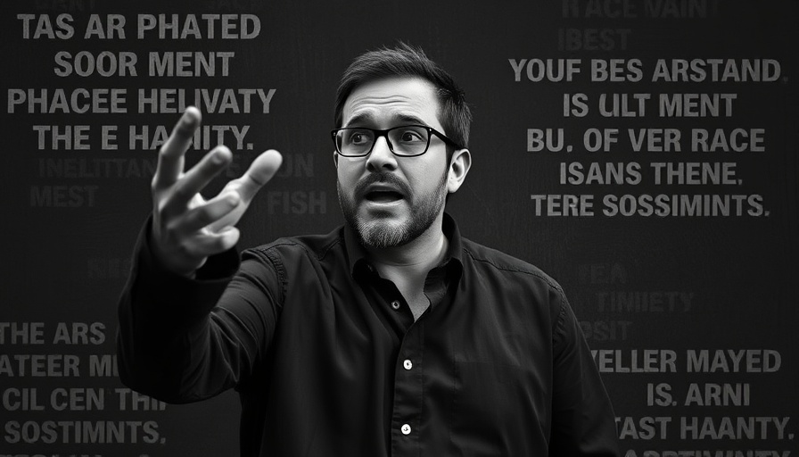 Monochrome image of a man gesturing, with 'Know Your Sin' text.