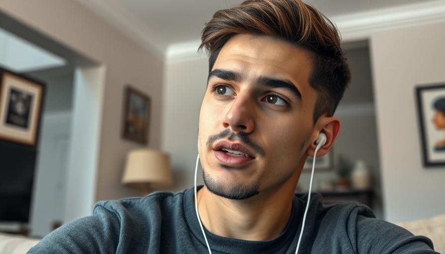 Young man discussing on a video call about crypto trading in a home setting.