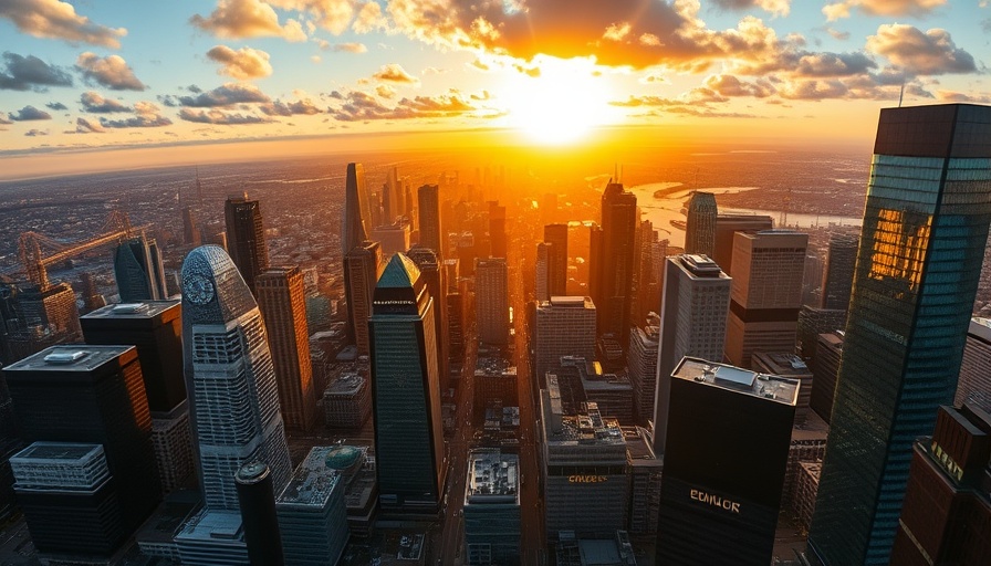 Aerial view of Canary Wharf at sunset showcasing office investments.