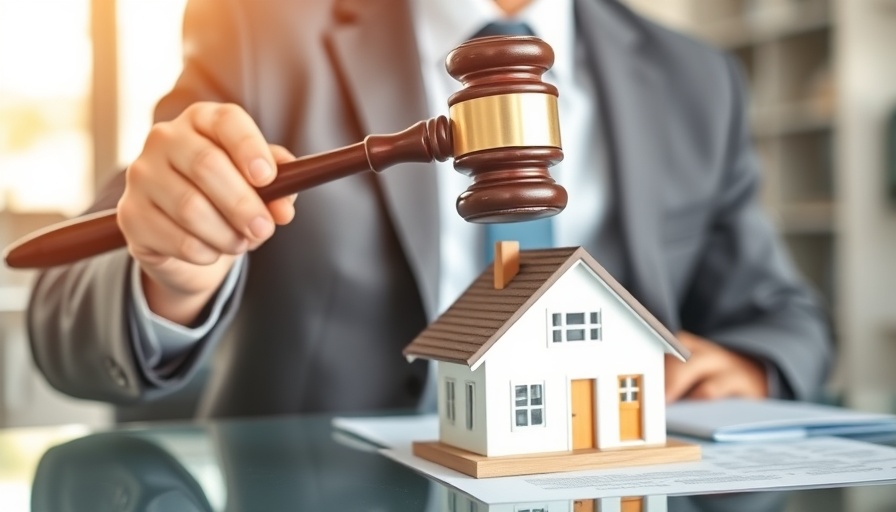 Property valuation process in UK market, model house and gavel.