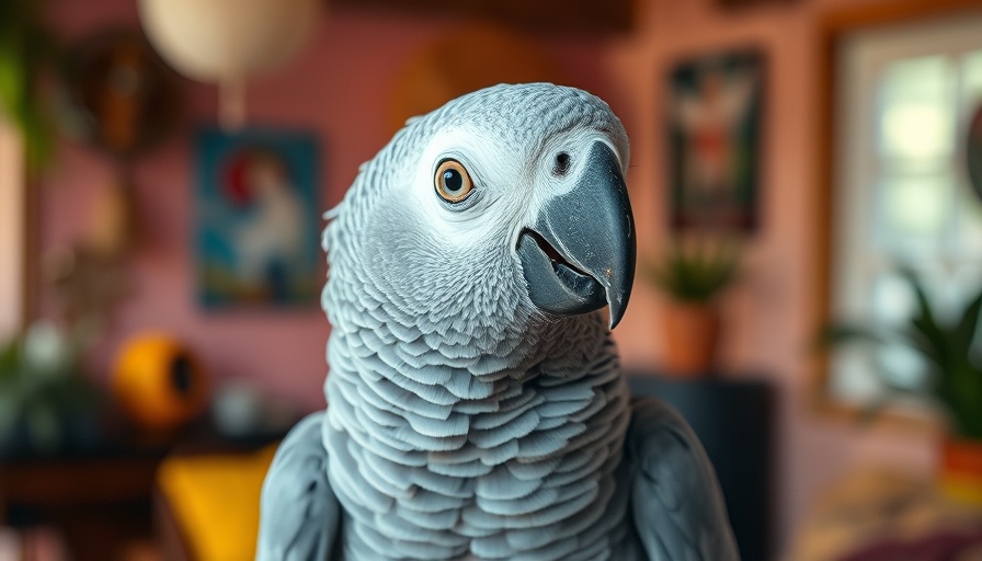African grey parrot at a parrot rescue charity in Dumfries indoors.