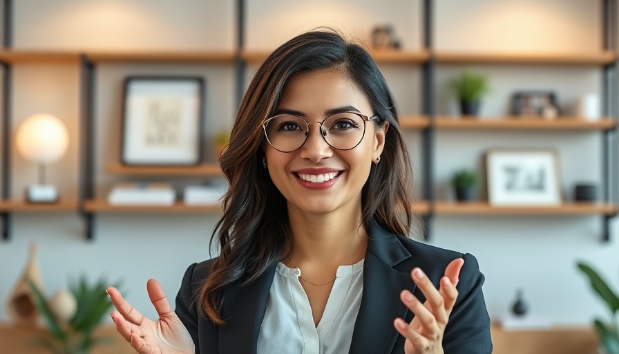 AI avatars for small businesses concept with professional woman in office.