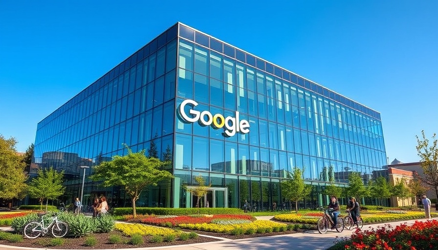 Google headquarters showcasing logo and architecture, EU fines Google $3.5B over advertising technology practices.