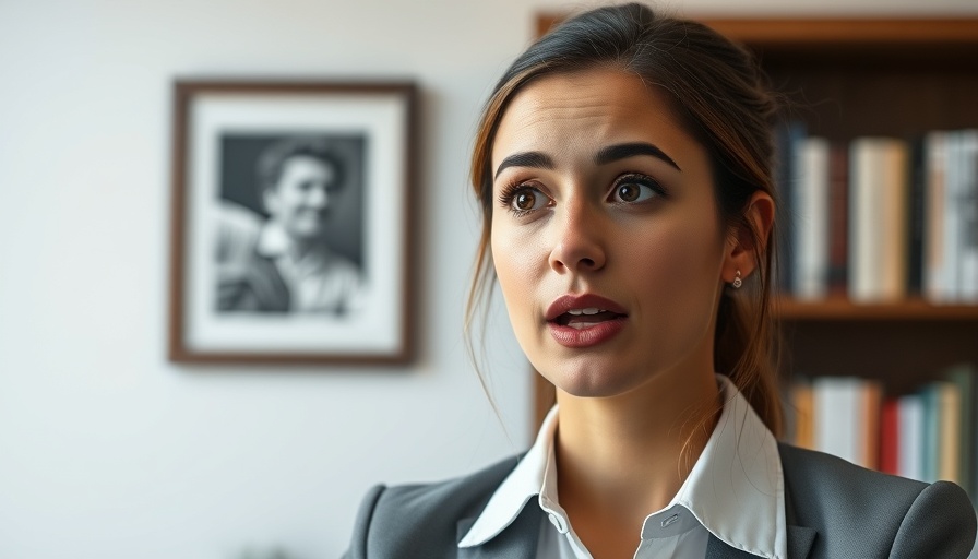 Young woman discusses CCP laws impact on UK citizens in an interview setting.